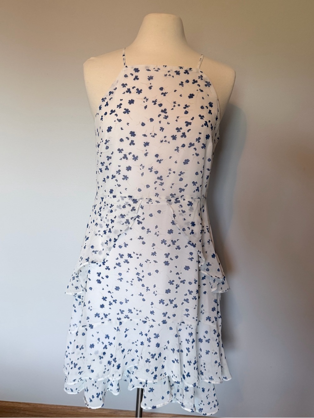 Banana Republic White Dress with Blue Floral Print